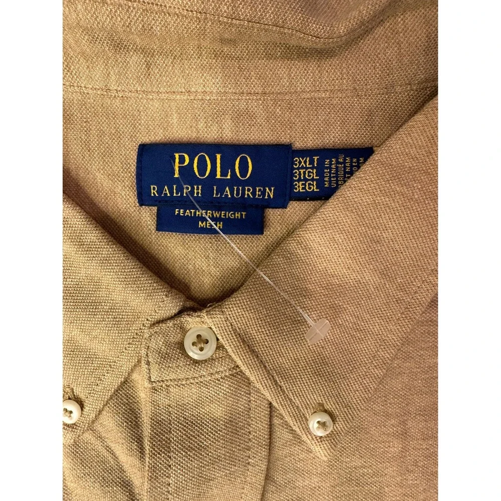 Polo Ralph Lauren Mens 3XLT Camel Featherweight Mesh Button Down Shirt NWT
